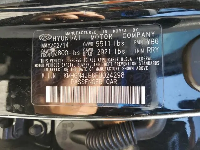 2015 HYUNDAI GENESIS 3.8L  