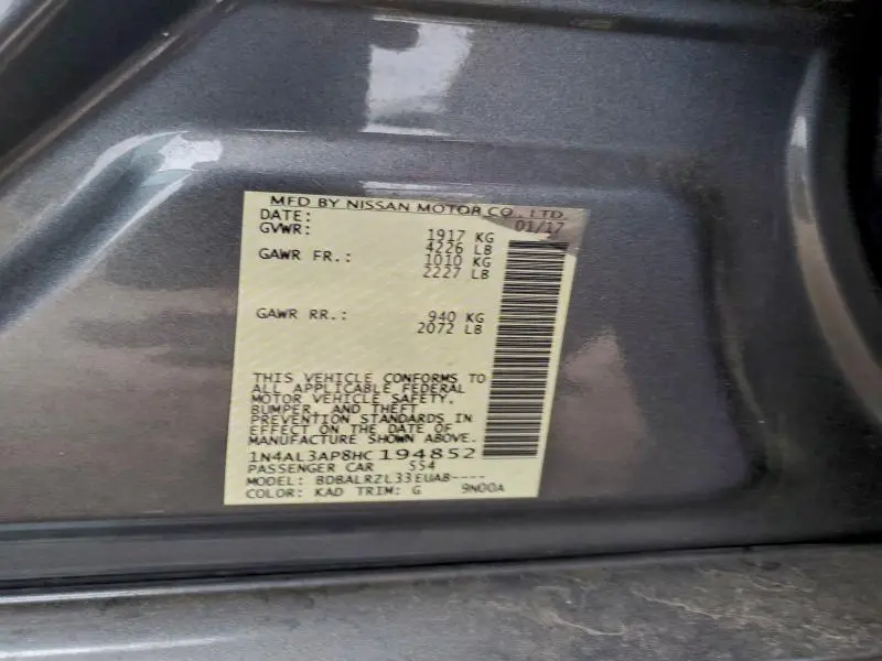 2017 NISSAN ALTIMA 2.5  