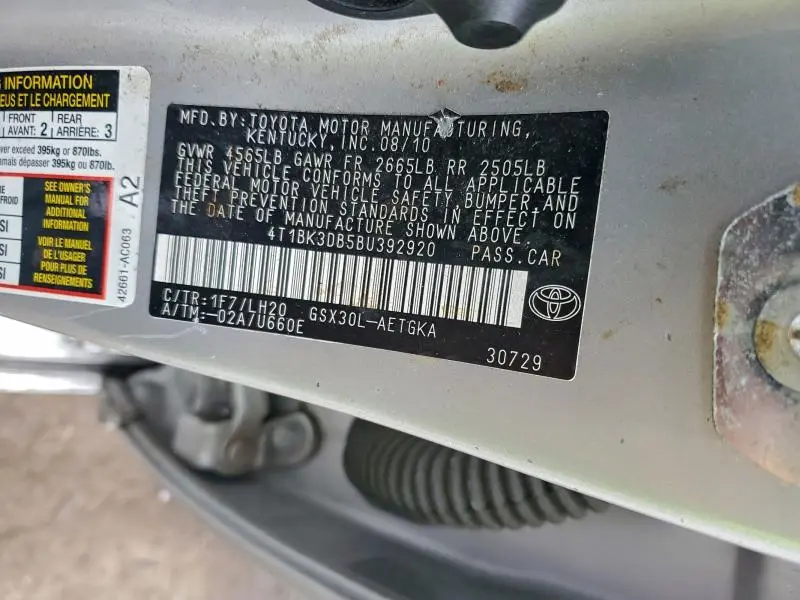 2011 TOYOTA AVALON BASE  