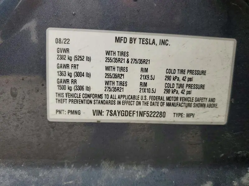 2022 TESLA MODEL Y   