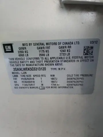 2012 GMC TERRAIN SLT  