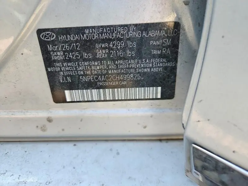 2012 HYUNDAI SONATA LIMITED  