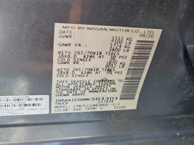 2021 NISSAN TITAN SV  
