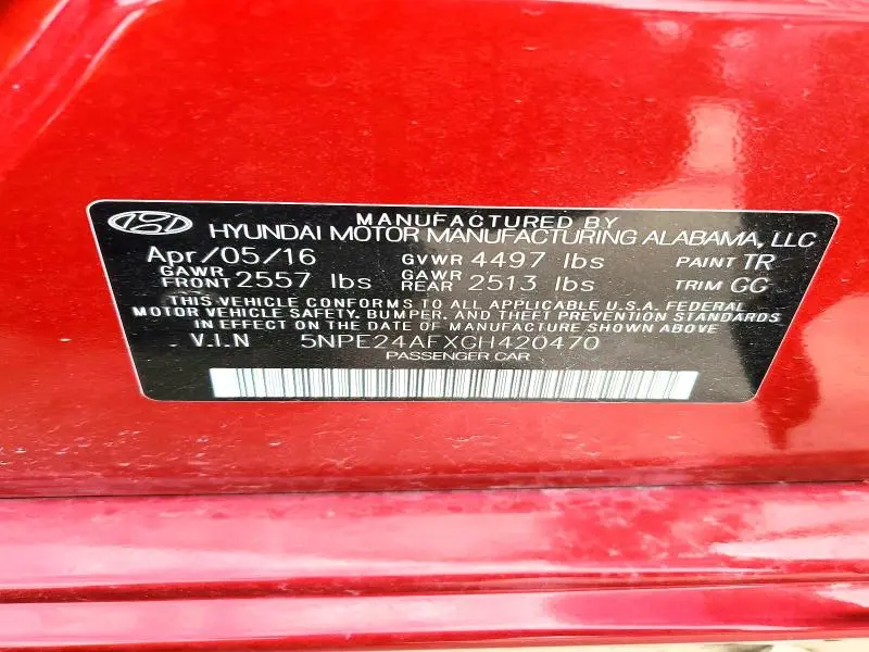 2016 HYUNDAI SONATA SE  