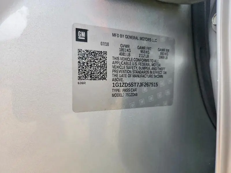 2018 CHEVROLET MALIBU LT  