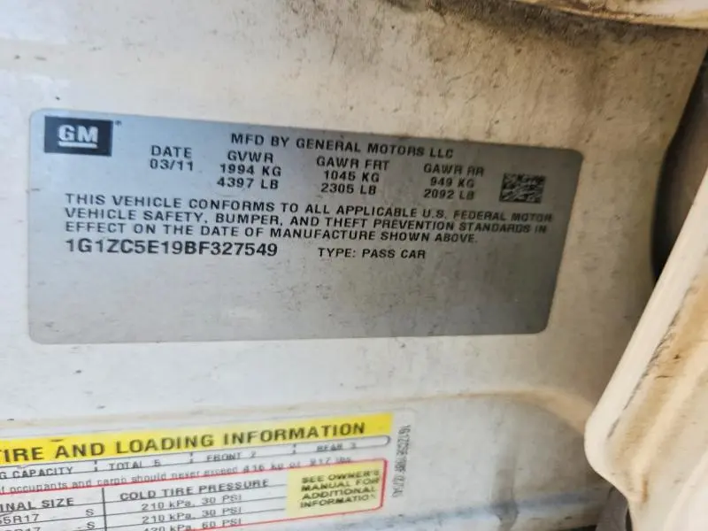2011 CHEVROLET MALIBU 1LT  