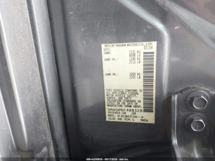 2014 NISSAN MAXIMA 3.5 S/3.5 SV