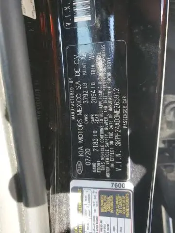 2021 KIA FORTE FE  