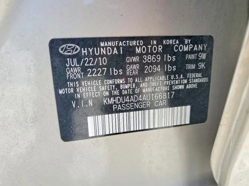 2010 HYUNDAI ELANTRA GLS  