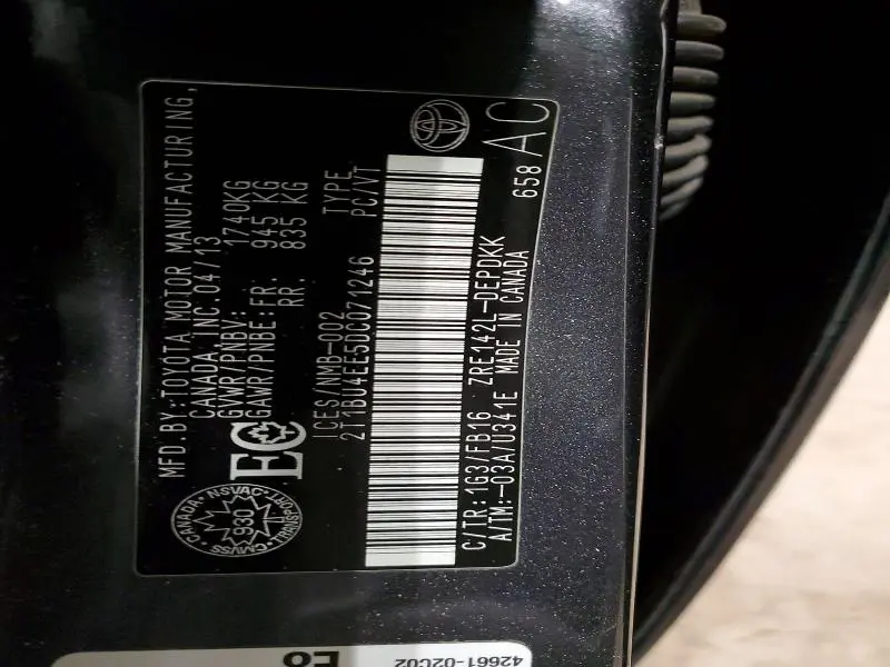 2013 TOYOTA COROLLA BASE  