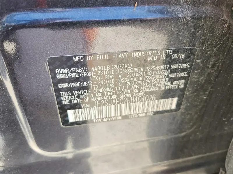 2017 SUBARU FORESTER 2.5I PREMIUM  