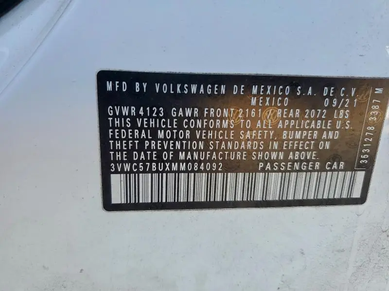 2021 VOLKSWAGEN JETTA S  
