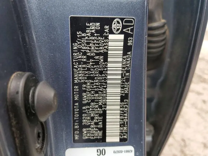 2015 TOYOTA COROLLA LE  