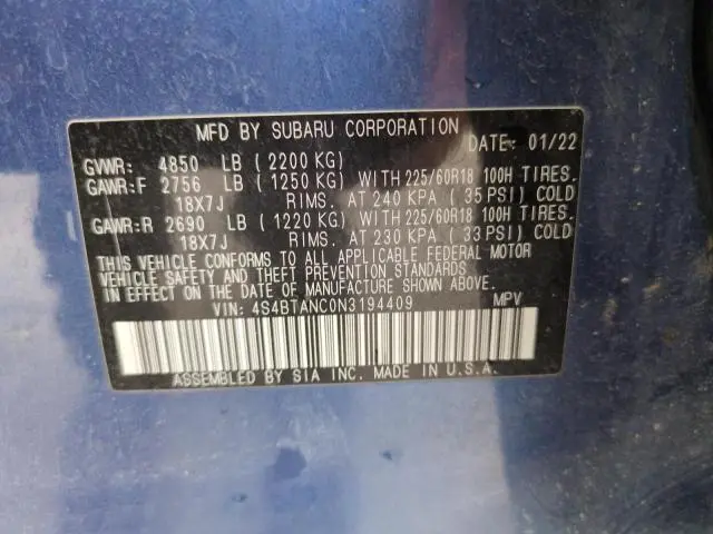2022 SUBARU OUTBACK LIMITED  