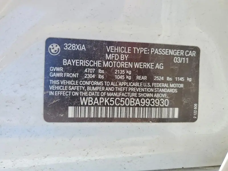 2011 BMW 328 XI SULEV  