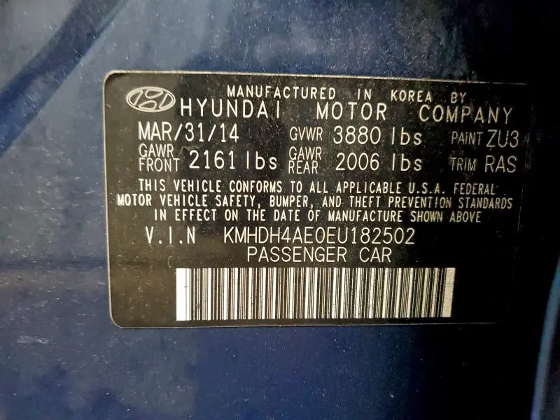 2014 HYUNDAI ELANTRA SE  