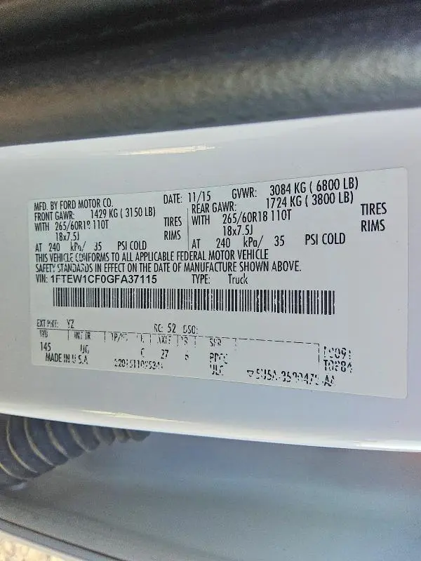 2016 FORD F150 SUPERCREW  