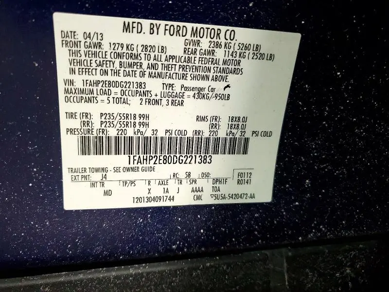 2013 FORD TAURUS SEL  