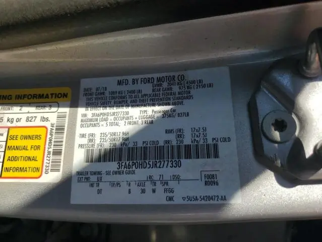 2018 FORD FUSION SE  