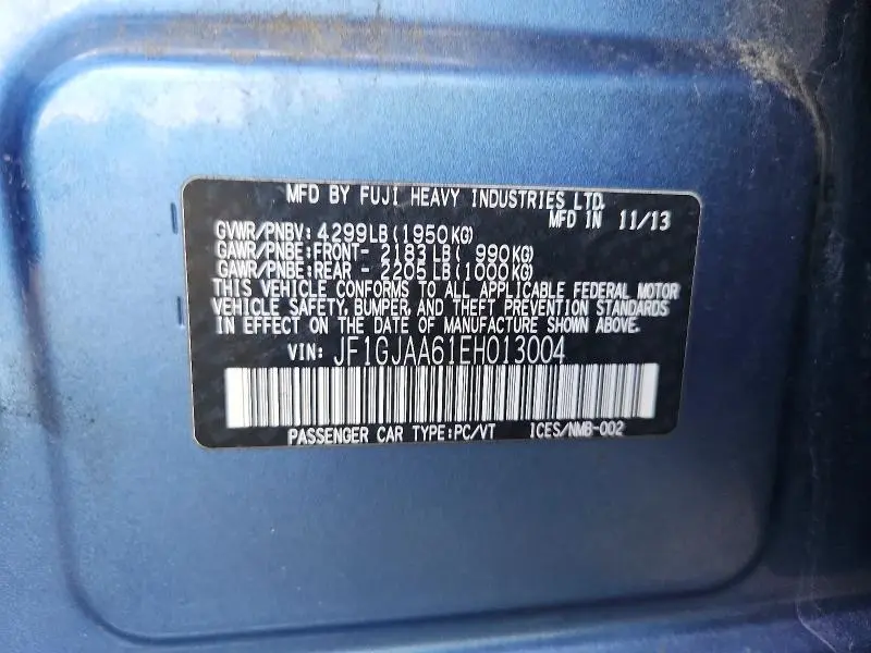 2014 SUBARU IMPREZA   
