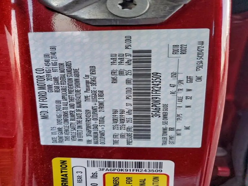 2015 FORD FUSION TITANIUM  