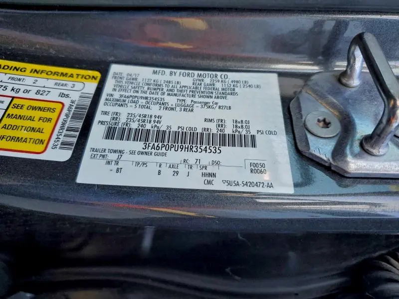 2017 FORD FUSION SE PHEV  