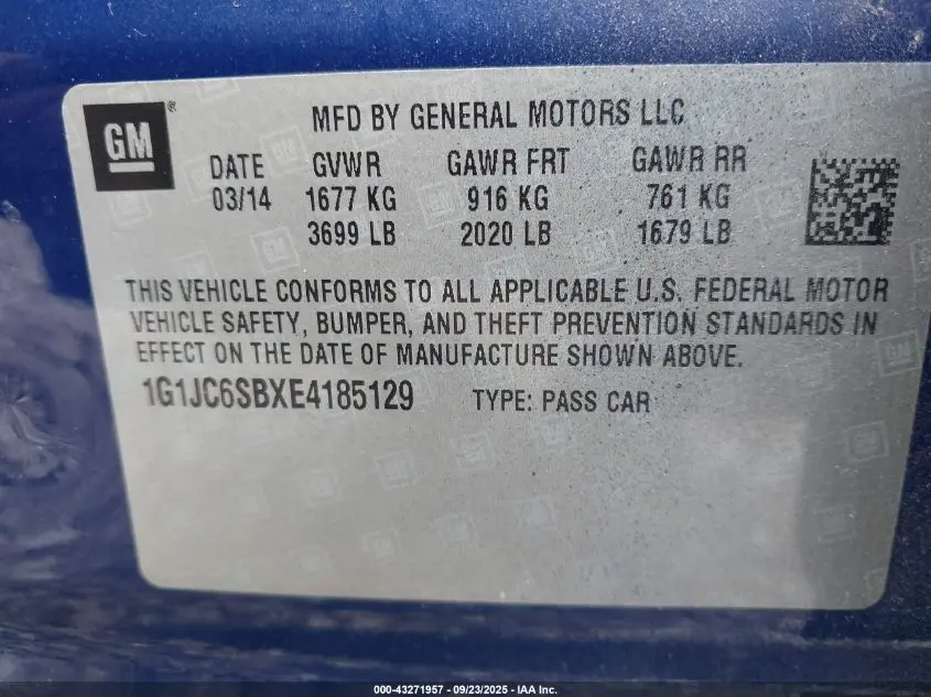 2014 CHEVROLET SONIC LT AUTO