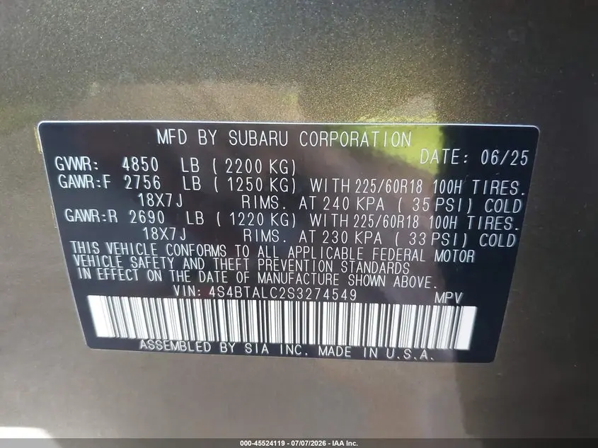 2025 SUBARU OUTBACK ONYX EDITION