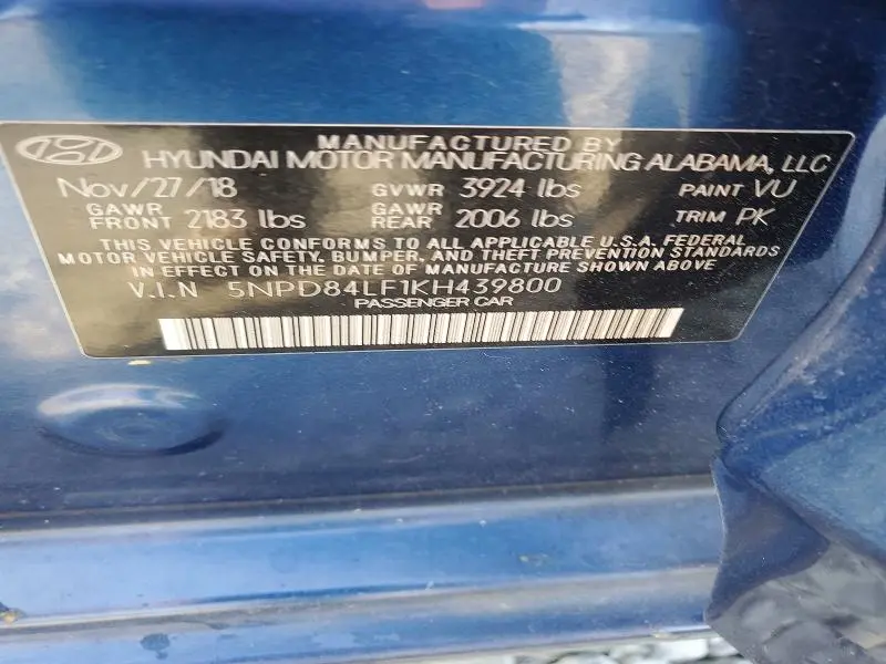 2019 HYUNDAI ELANTRA SEL  