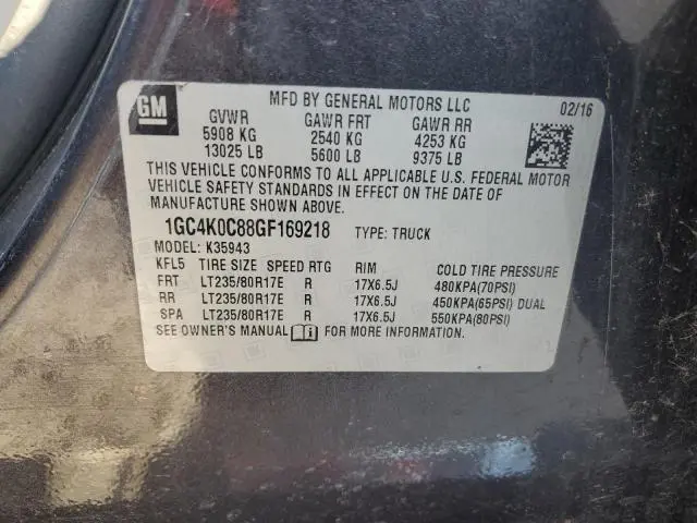 2016 CHEVROLET SILVERADO K3500 LTZ  