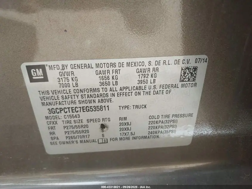 2014 CHEVROLET SILVERADO 1500 HIGH COUNTRY