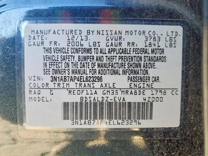 2014 NISSAN SENTRA S  