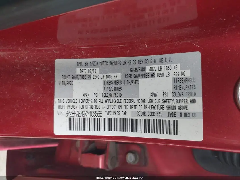 2019 MAZDA MAZDA3 PREMIUM PACKAGE
