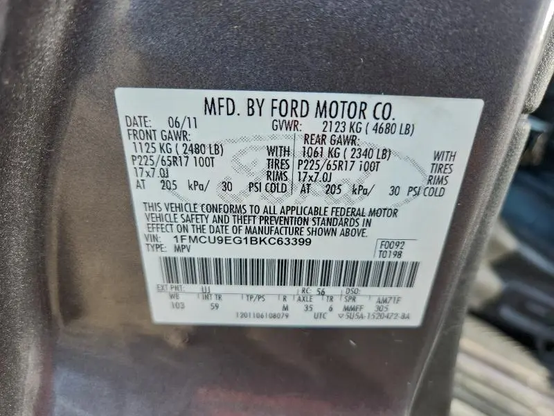 2011 FORD ESCAPE LIMITED  