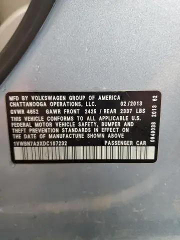 2013 VOLKSWAGEN PASSAT SE  