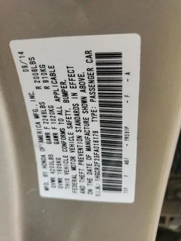 2015 HONDA ACCORD LX