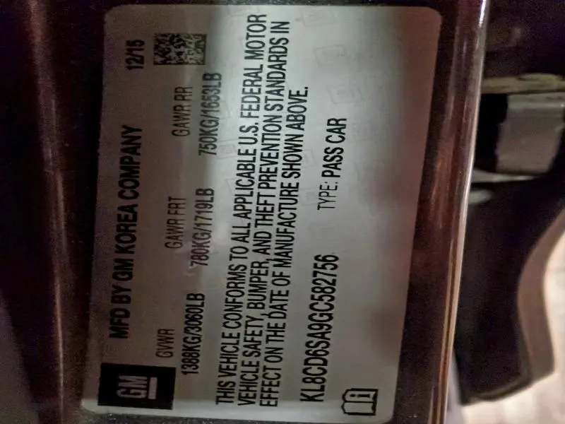 2016 CHEVROLET SPARK 1LT  