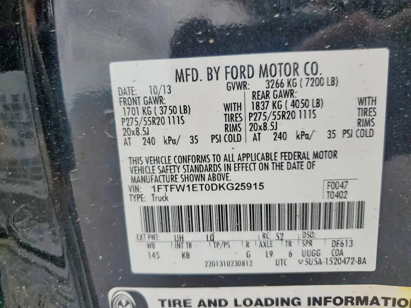 2013 FORD F150 SUPERCREW  