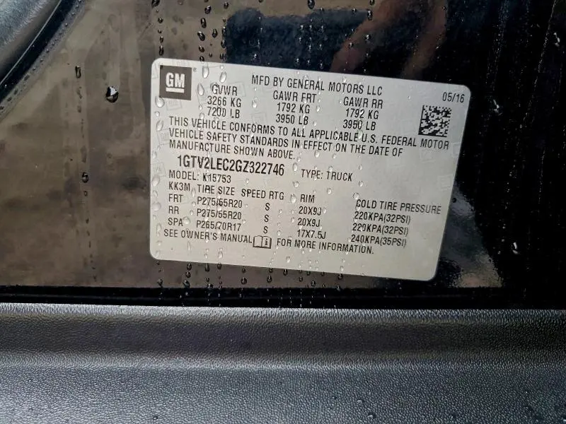 2016 GMC SIERRA K1500  