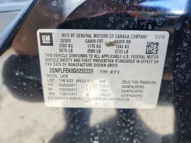 2016 CHEVROLET EQUINOX LT  