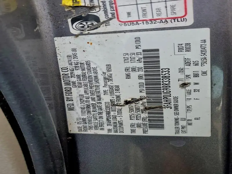 2011 FORD FUSION SEL  