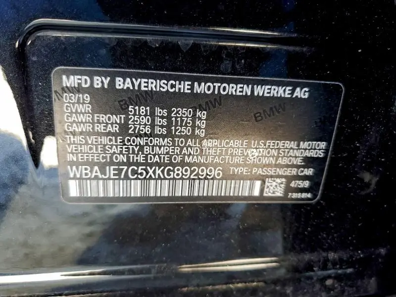 2019 BMW 540 XI  