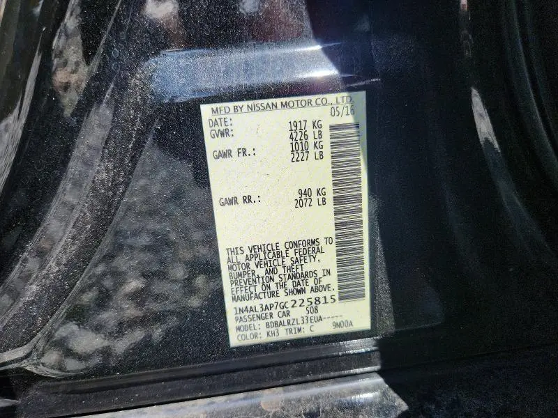 2016 NISSAN ALTIMA 2.5 SL  