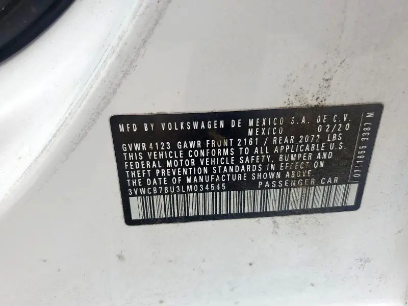 2020 VOLKSWAGEN JETTA S  