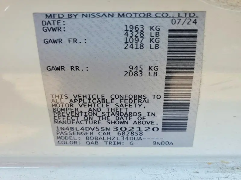 2025 NISSAN ALTIMA SV  