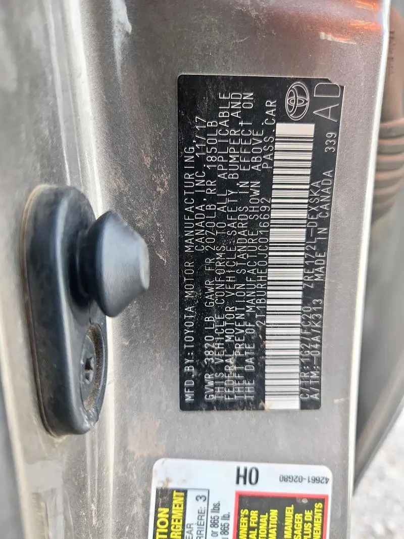 2018 TOYOTA COROLLA L  