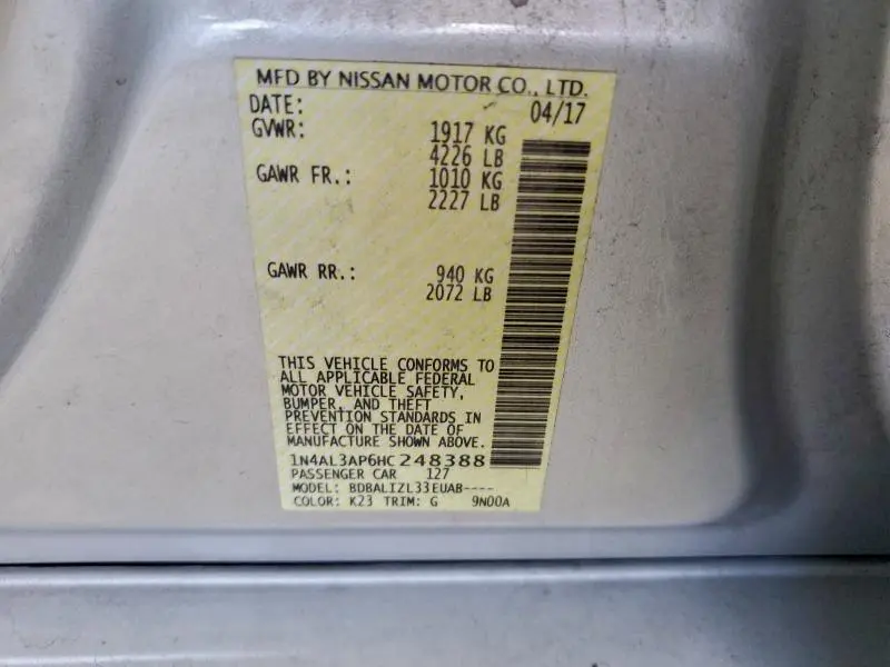 2017 NISSAN ALTIMA 2.5  