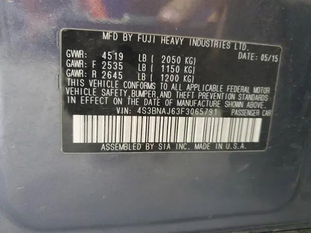 2015 SUBARU LEGACY 2.5I LIMITED  