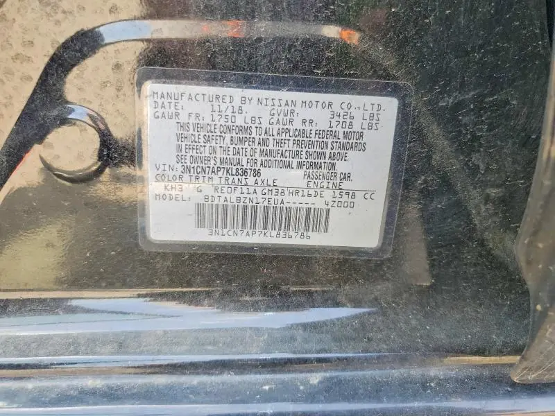 2019 NISSAN VERSA SV  