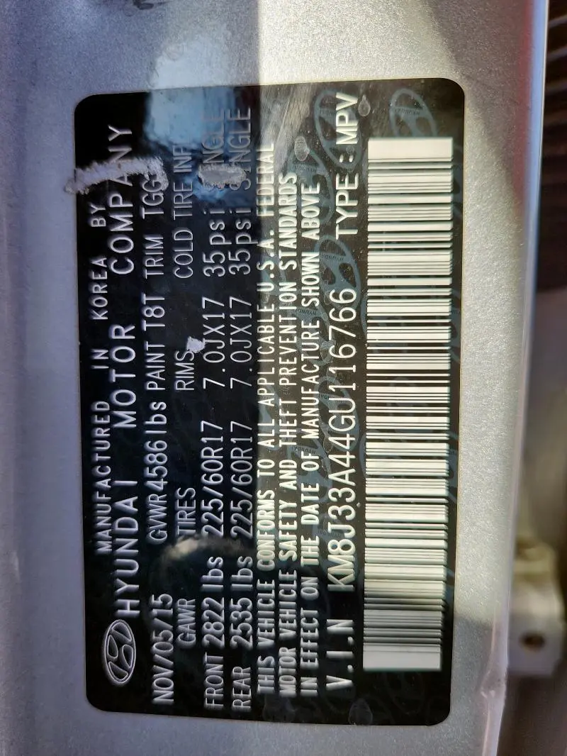 2016 HYUNDAI TUCSON LIMITED  